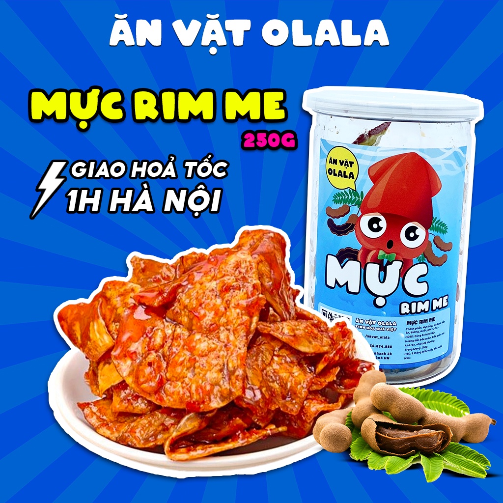 Mực rim me 250g OLALA dai ngon đậm vị đồ ăn vặt Hà Nội