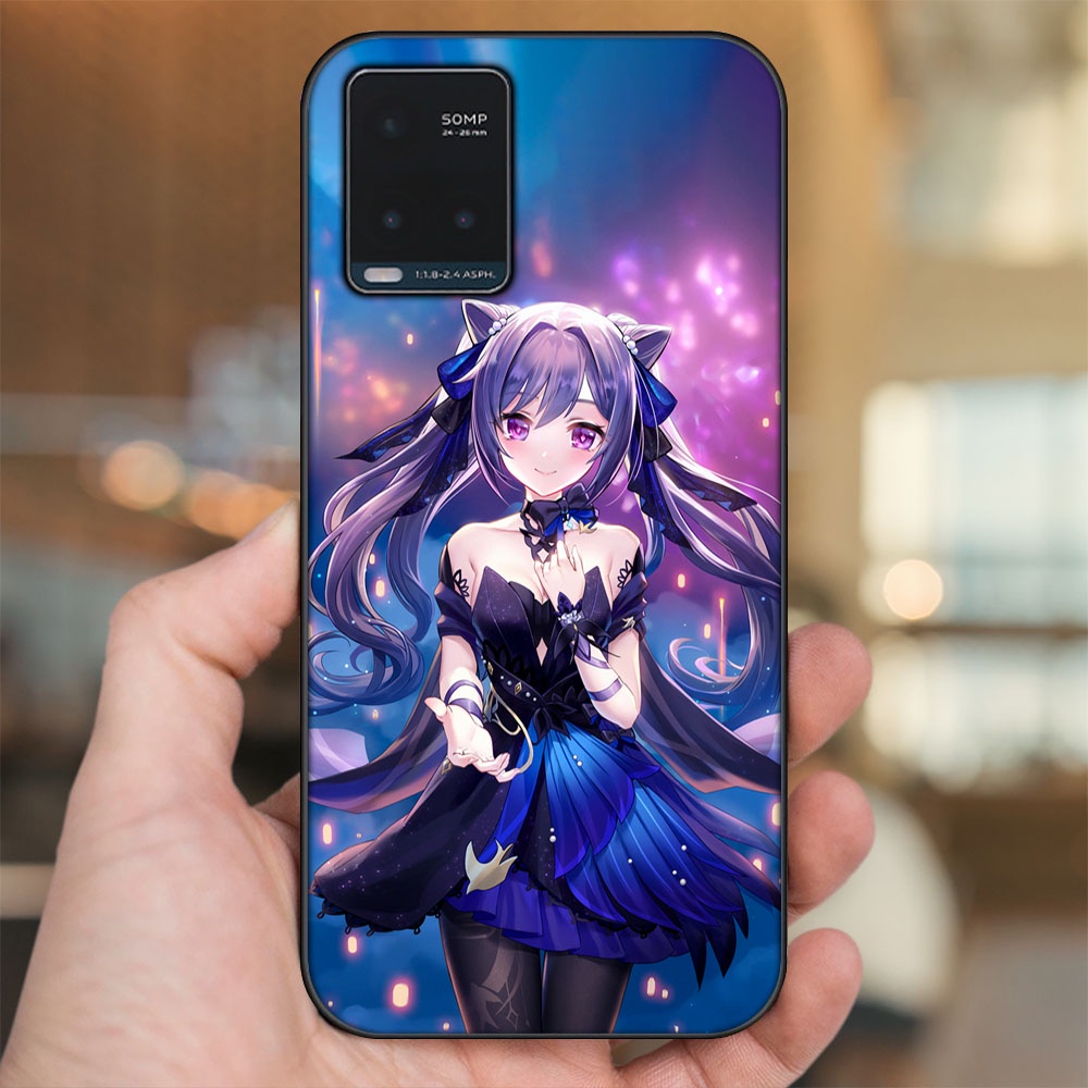 Ốp lưng Vivo Y21s, Y33s viền đen in hình Keqing Genshin Impact