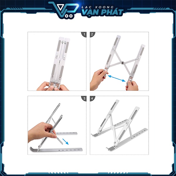 Giá Đỡ Laptop - Ipad - MacBook Chất Liệu Nhôm Có Điều Chỉnh Độ Cao, Dễ Gấp Gọn
