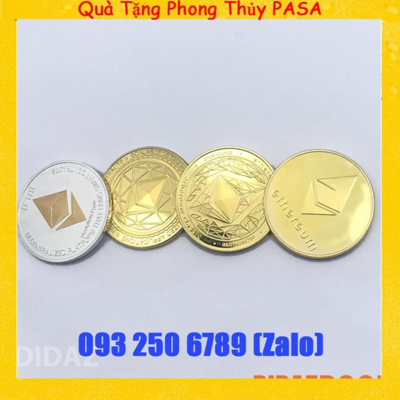 Combo 4 phiên bản - Đồng Xu Ethereum - Ether - ETH mạ vàng 24k đồ lưu niệm,trang trí,sưu tầm, quà tặng