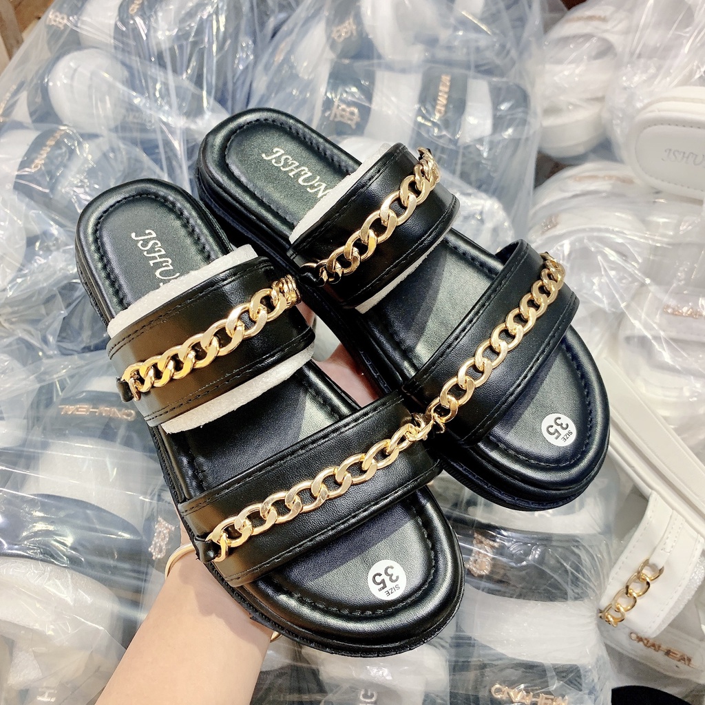 dép 2 quai dây xích đế xuồng mẫu mới (rẻ vô địch ) ( PU 2CM QUAI XÍCH)