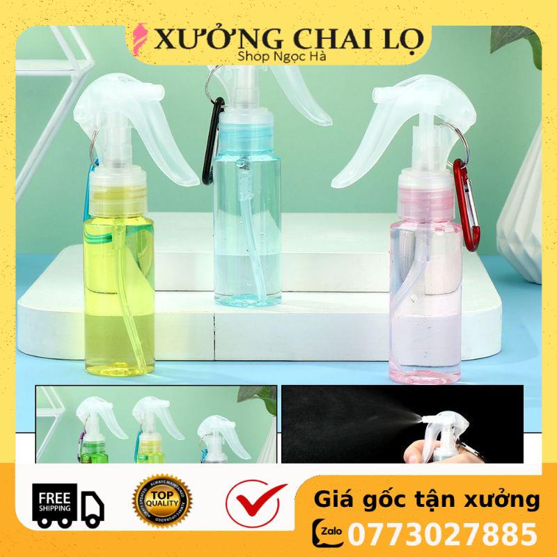 Chai Xịt Phun Sương ❤ GIÁ RẺ NHẤT ❤ Chai nhựa pet xịt Vòi chuột 60ml có Móc khóa chiết dung dịch du lịch tiện lợi