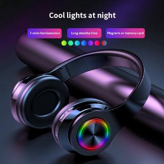 [✅COD]  LED Colorful Breathing Lights Portable Folding Wireless Bluetooth Headphones With MIC