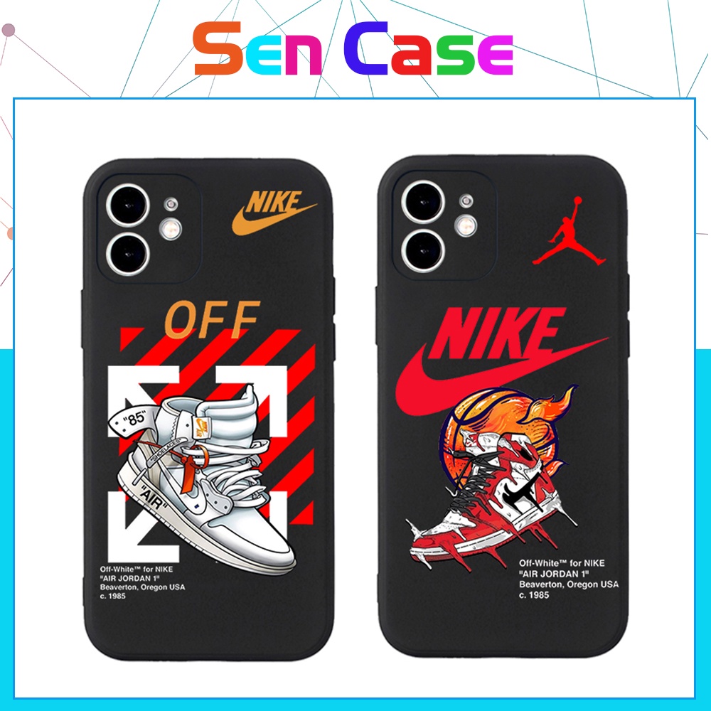 Ốp Lưng Iphone TPU Trắng Cạnh Vuông Giày N.i.k.e.. , BVC Iph6/6plus/6s/6splus/7/7plus/8/8plus/x/xs/11/12/pro/13/promax