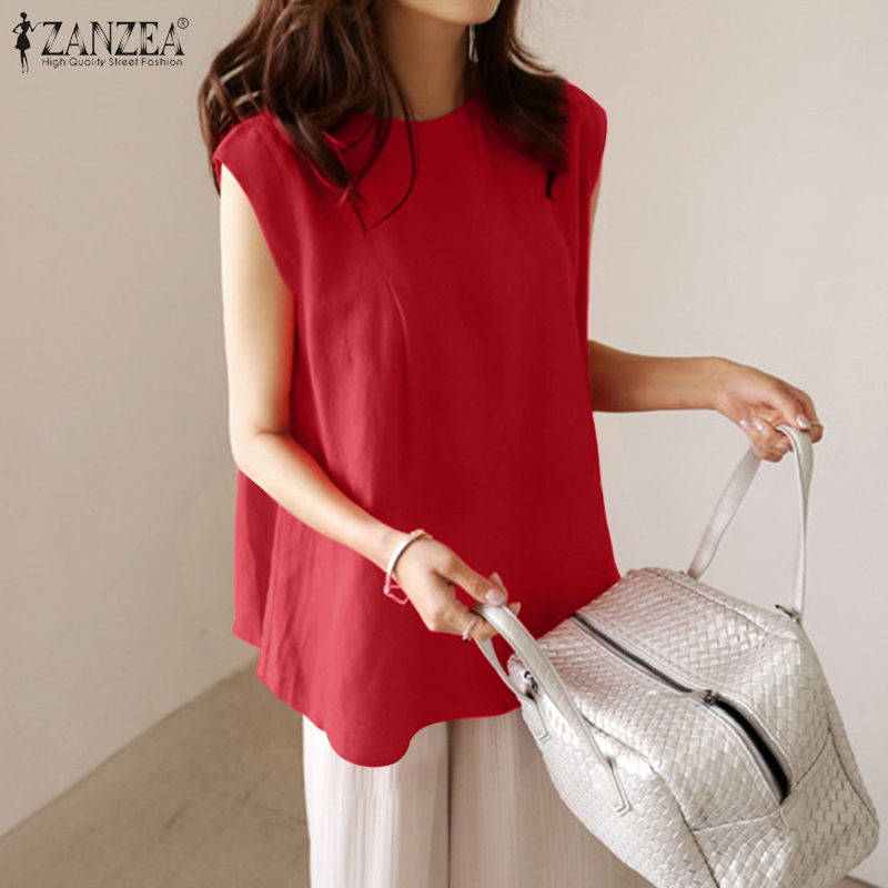 Áo Thun ZANZEA Nữ Cộc Tay Cổ Tròn Kiểu Hàn Xinh Xắn