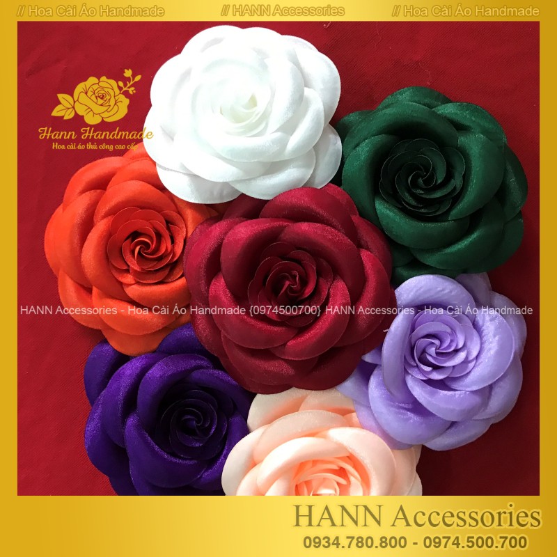 Tag hoa cài áo loại to 10cm - Hoa cài áo handmade