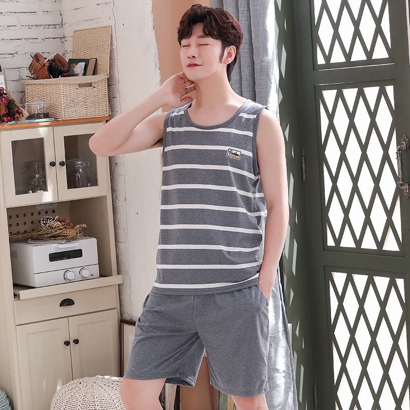 Bộ đồ ngủ cotton không tay có size lớn dành cho nam