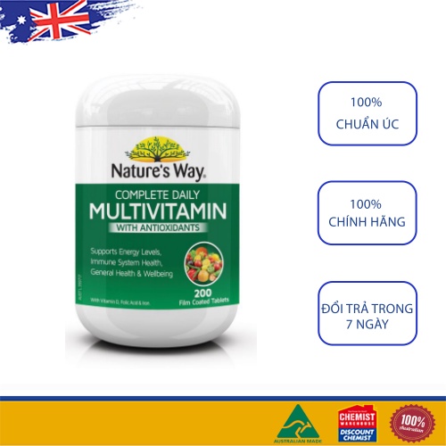 Viên uống Vitamin tổng hợp tảo biển Nature’s Way Complete Daily Multivitamin 200 Viên chuẩn Úc