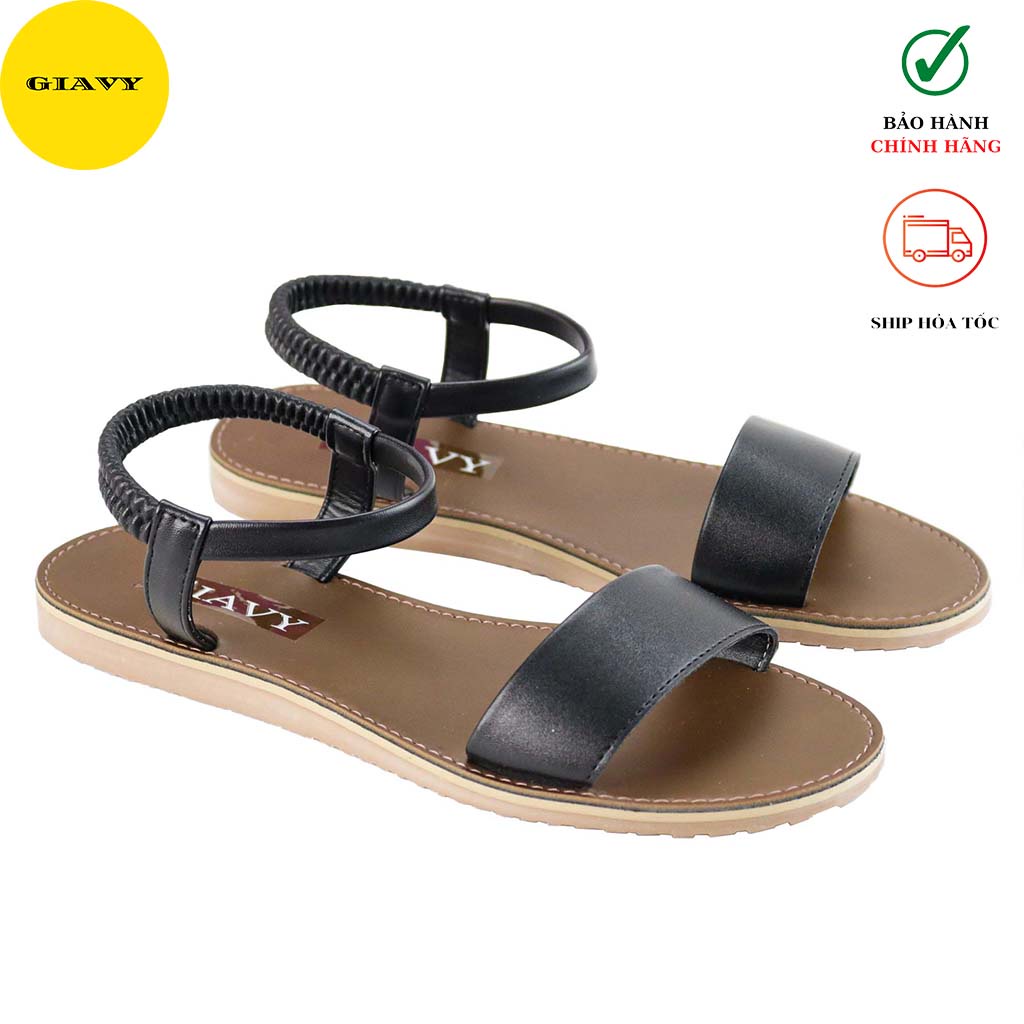 Giày sandal nữ quai ngang, kiểu trơn, thun hậu SU314 - GIAVY