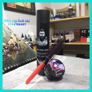 Keo xịt tóc tạo phồng nam nữ the pro lock chính hãng + sáp vuốt tóc nam volcanic clay