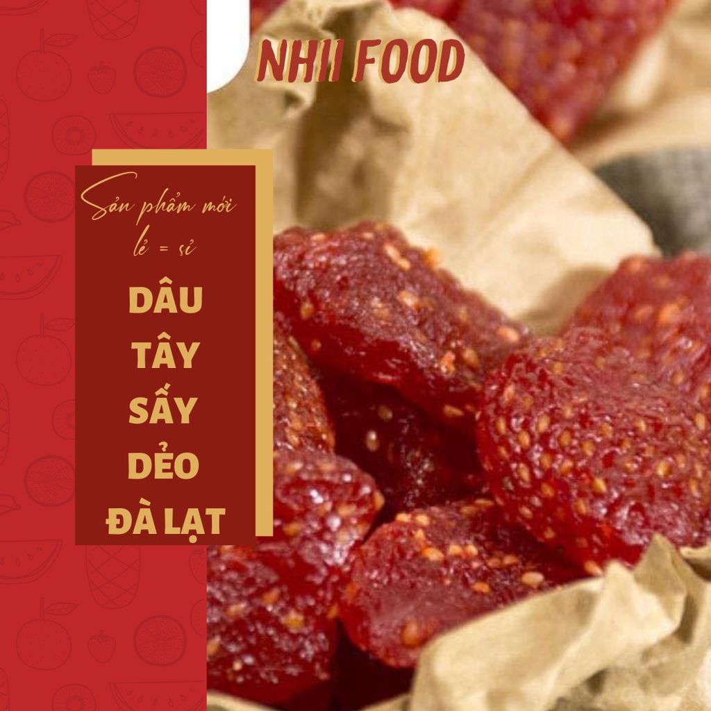 500GR Dâu tây sấy dẻo Đà Lạt không đường NHII FOOD thực phẩm sạch nhà làm