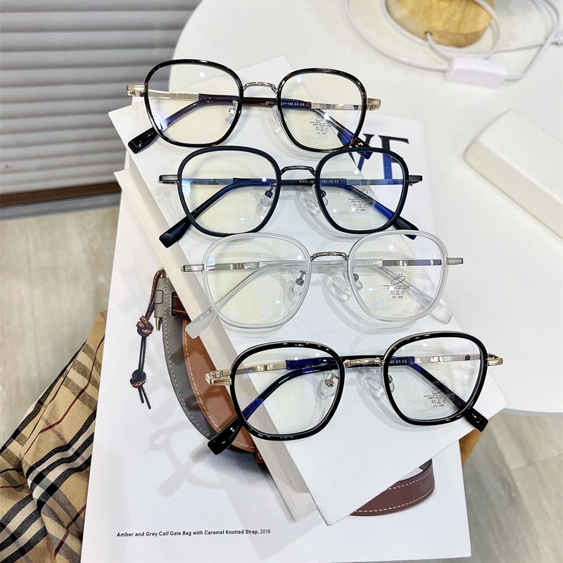 (HENGHA) Mắt Kính Gọng Oval Kim Loại Siêu Nhẹ Chất Lượng Cao Phong Cách Retro