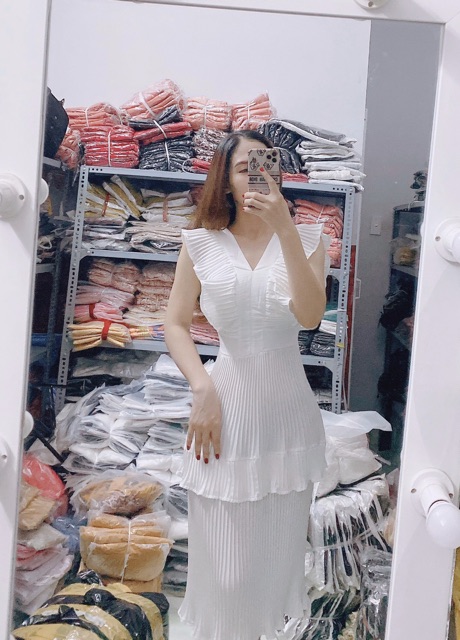 [FREESHIP] Đầm Maxi Vàng Trắng Vintage | BigBuy360 - bigbuy360.vn