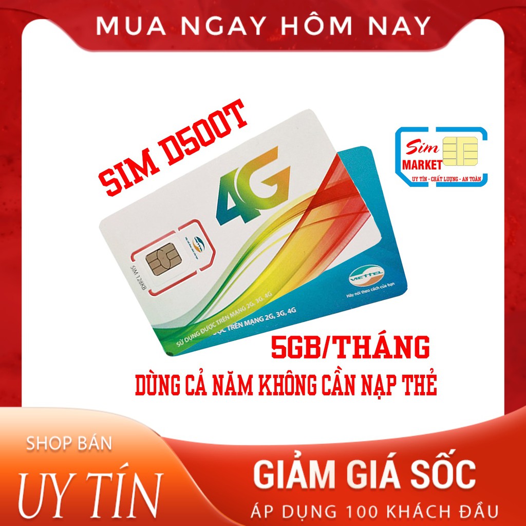 [SIM CẢ NĂM]Sim 4G Viettel D500t Vào Mạng Cả Năm Không Cần Nạp Thẻ