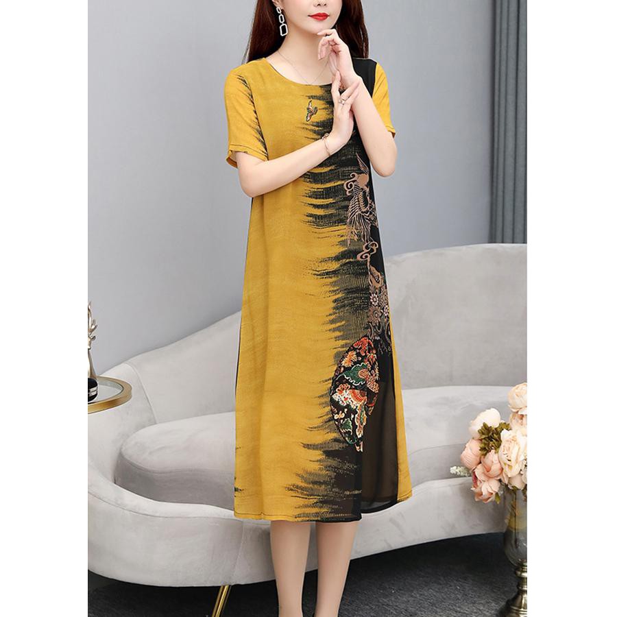 [SIZE M--> 4XL TỚI 78KG HÌNH THẬT ]  - ĐẦM SUÔNG SIZE LỚN, KIỂU ĐẦM SUÔNG TRUNG NIÊN IN HỌA TIẾT CHIM PHƯỢNG HOÀNG D3207