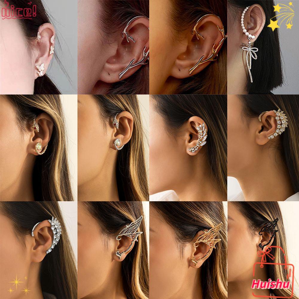✣HS✣ Jewelry Ear Wrap Fashion Earrings Butterfly Ear Cuff Women Geometric No Piercing Korean Style Zircon Fake Piercing