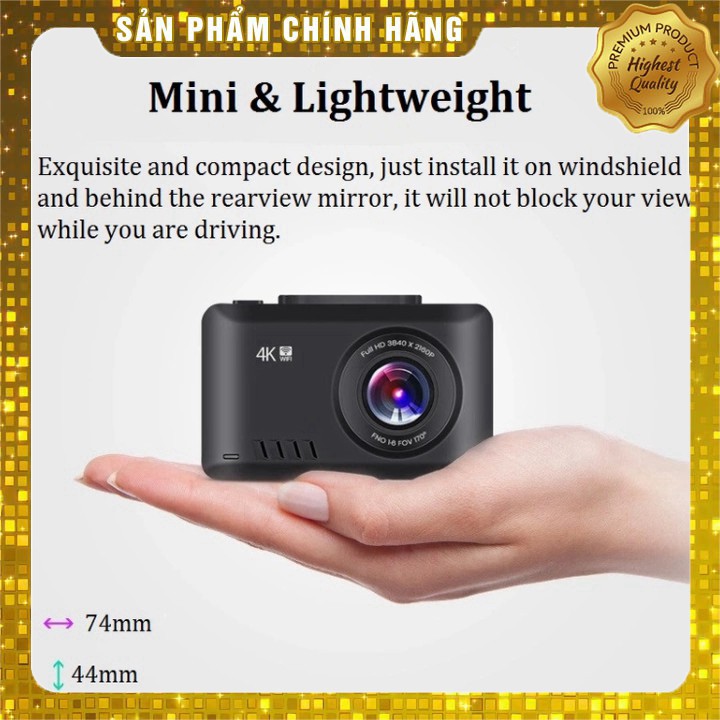 Camera hành trình ô tô, thương hiệu cao cấp Phisung G3 - 4K, Wifi, 2.45 inch AD