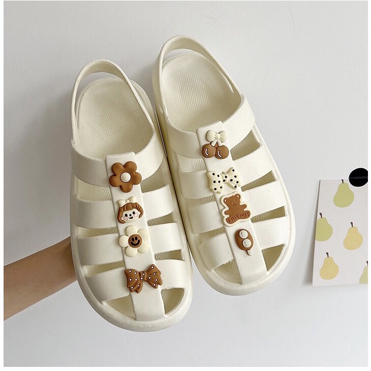 Sandal Nữ, Kiểu Dép Xăng-Đan Quai Liền Ivy Chất Liệu Eva Đế Bánh Mỳ Kèm Sticker Phù Hợp Đi Chơi Đi Làm