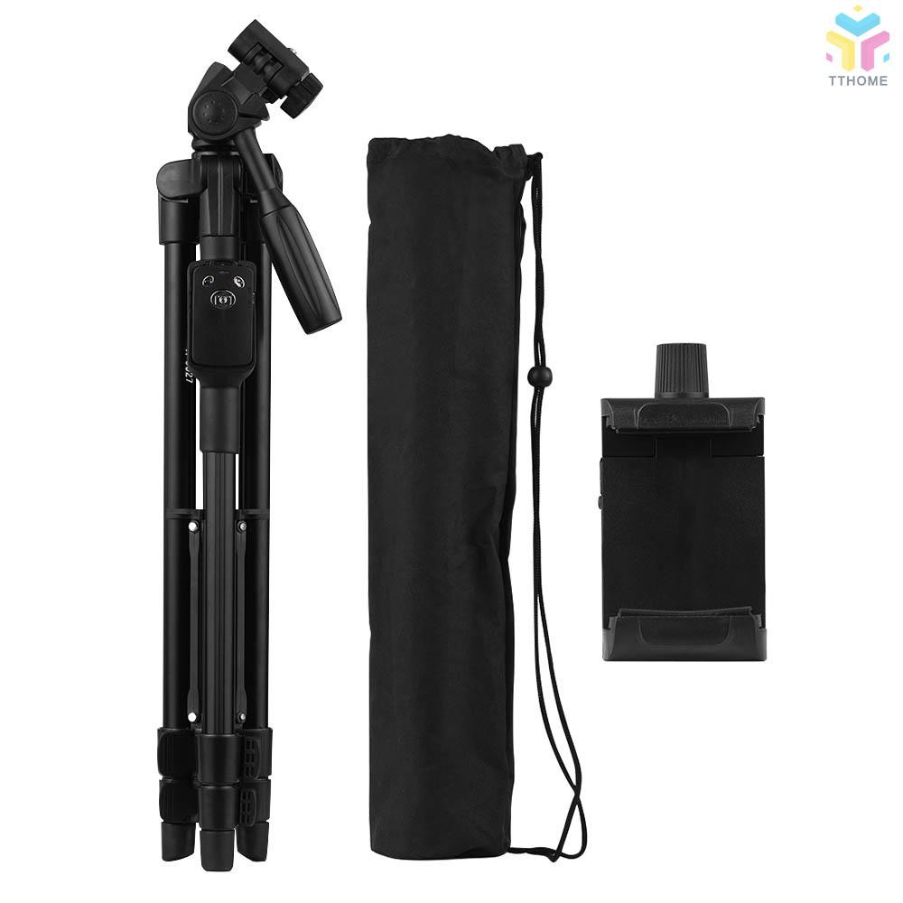 T&T 47-inch Lightweight Portable Travel Camera Tripod Stand Compact Aluminum Alloy with Smartphone Holder BT Remote Cont