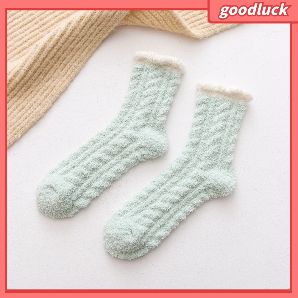 [GOODLUCK] Vớ Lông Cừu San Hô Dày Giữ Ấm Mùa Đông Cho Nữ