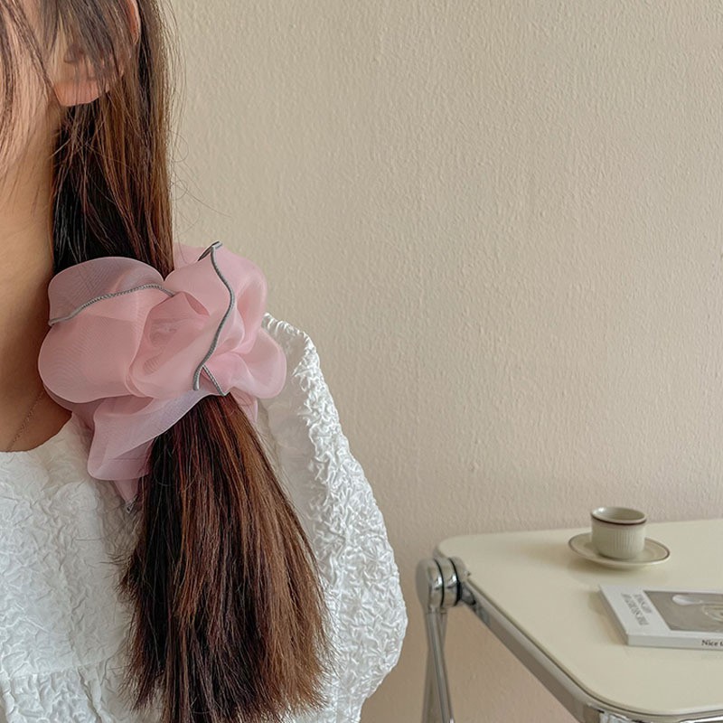 Dây cột tóc vải Scrunchies lụa Hàn Quốc bản lớn cho nữ