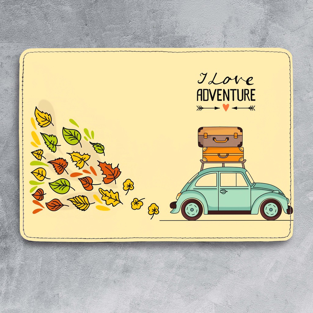 Bao Da Passport Du Lịch I LOVE ADVENTURE - Ví Đựng Hộ Chiếu Cover Thiết Kế Basic Mang Đậm Phong Cách VINTAGE - LT016