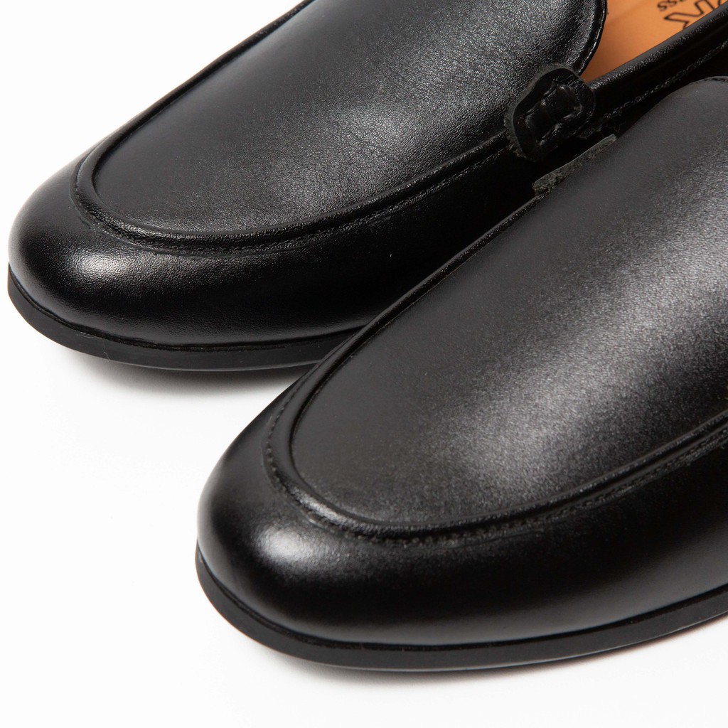 Giày lười FOR kiểu dáng Basic da bò thật màu đen BLF02