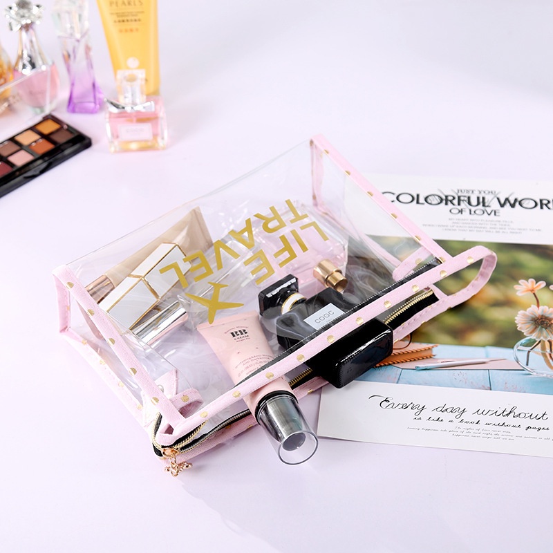 Túi Đựng Mỹ Phẩm Trong Suốt Chấm Bi Xinh Xắn