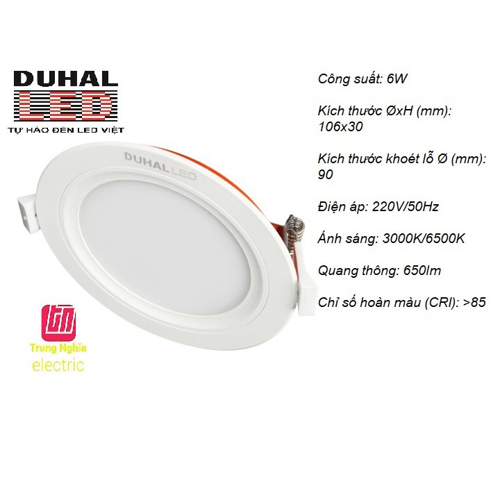 ĐÈN LED ÂM TRẦN PANEL DUHAL 6W (KDPT246)