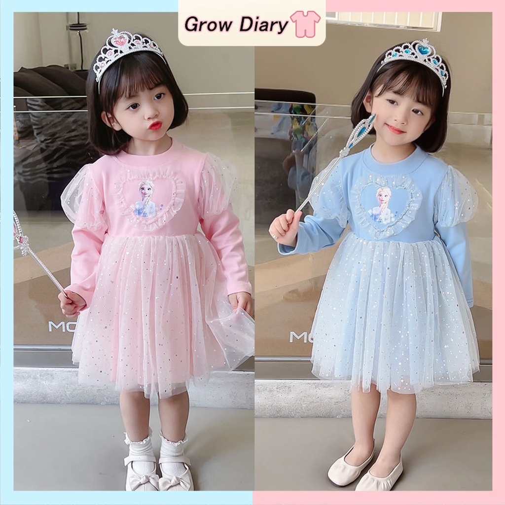 Đầm Công Chúa Elsa Tay Dài Cho Bé Gái 1-6 Tuổi