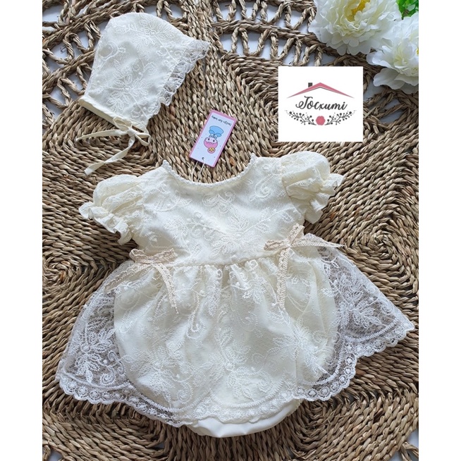 Body trắng phối váy ren cao cấp 2 nơ xinh iu - Tocxumi