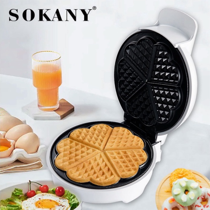 Máy làm bánh Waffle, Nướng bánh kẹp tổ ong đơn Sokany Chính hãng