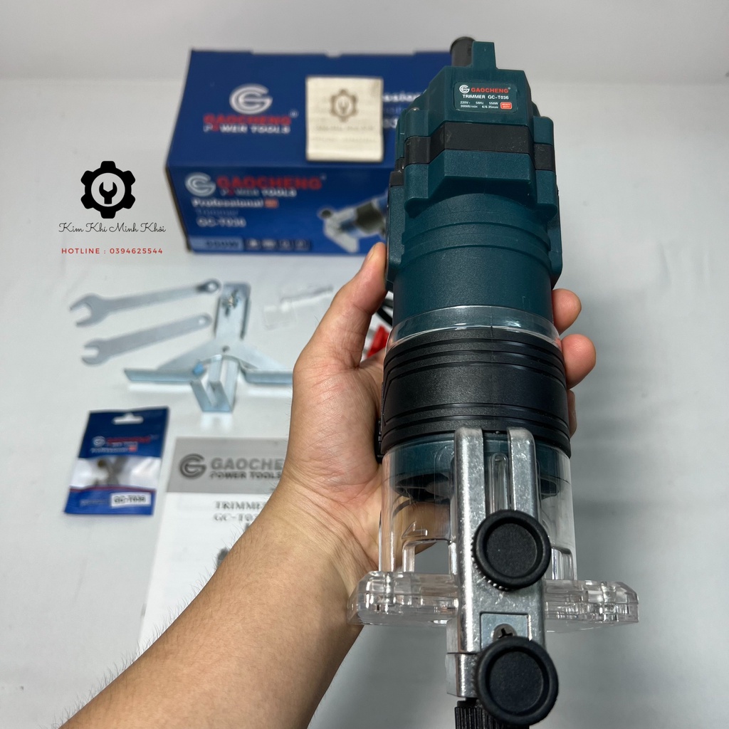 [Chính Hãng] Máy phay gỗ cầm tay GAOCHENG GC-T036 công suất lớn 550W| Máy soi mộng gỗ, đánh cạnh