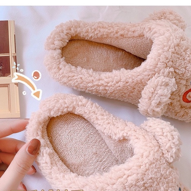 Dép Bông Gấu Xinh Xắn đi trong nhà, đi chơi ấm áp dễ thương Warm&amp;Cute A129