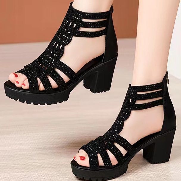 Giày Sandal Cao Gót Bằng Da Mềm Thời Trang Mùa Hè Hàn Quốc Dành Cho Nữ