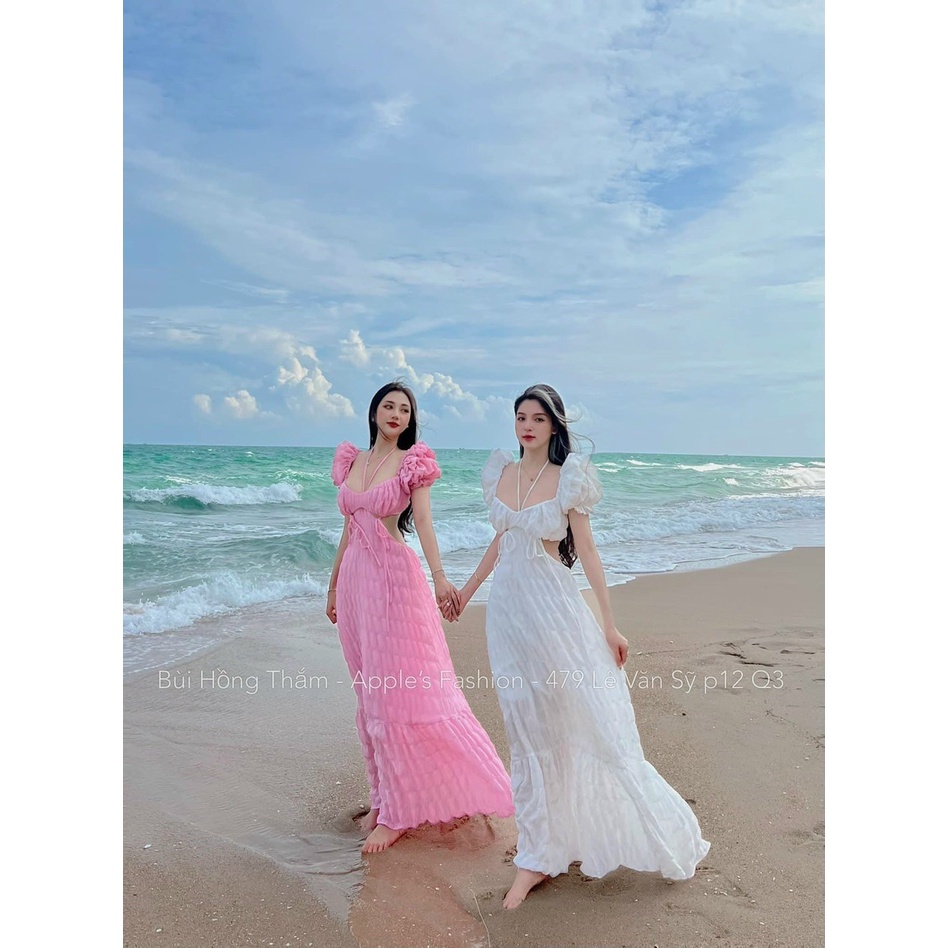 Đầm maxi khoét eo chất liệu vải xốp có mút đi biển chụp hình đẹp Bin Sports MA029