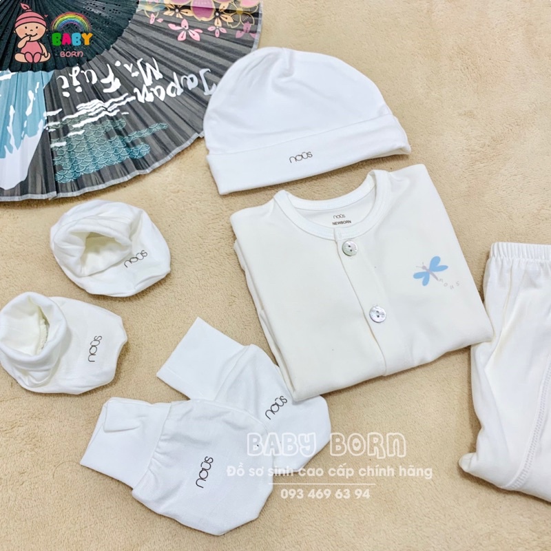 Nous - Bộ Sơ Sinh dài tay cúc giữa siêu mềm mịn, thun giãn W621