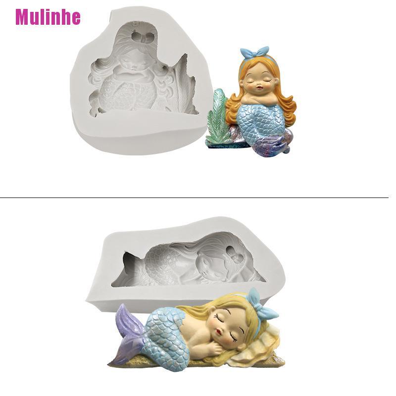 Khuôn Silicon Làm Bánh Kẹo Hình Nàng Tiên Cá 3D Dễ Thương
