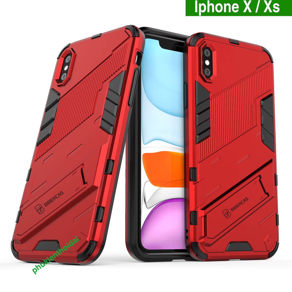 Ốp lưng Iphone X / Xs dùng chung Iron Man Ver 2 kiểu dáng mới chống sốc giá đỡ chân đế