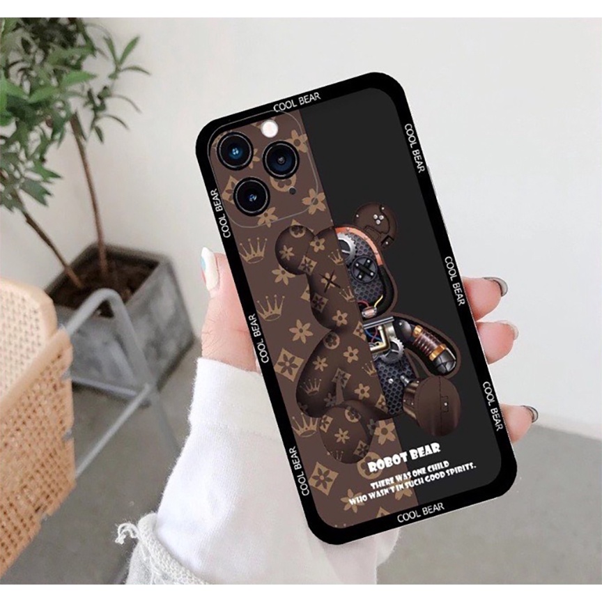 Ốp lưng iphone hình gấu cool bear cạnh vuông viền vuông bảo vệ camera 7plus/8plus/x/xs/xsmax/11/12/13/pro/promax