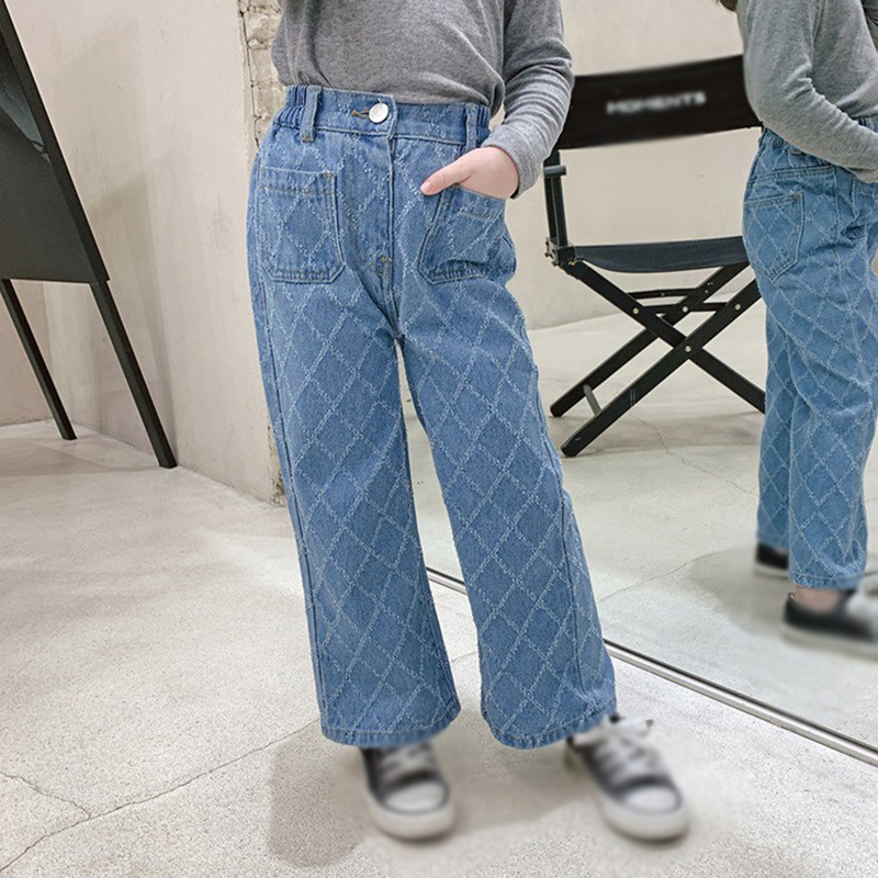 Quần Dài Họa Tiết Ca Rô Phong Cách Hàn Quốc Cho Bé Gái