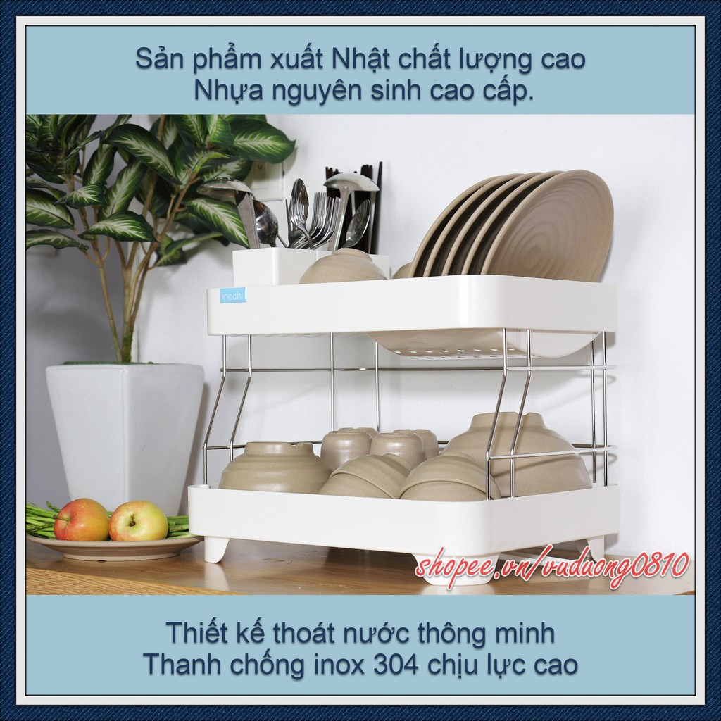 Kệ chén bát cao cấp Inochi - ion Ag+ kháng khuẩn khử mùi