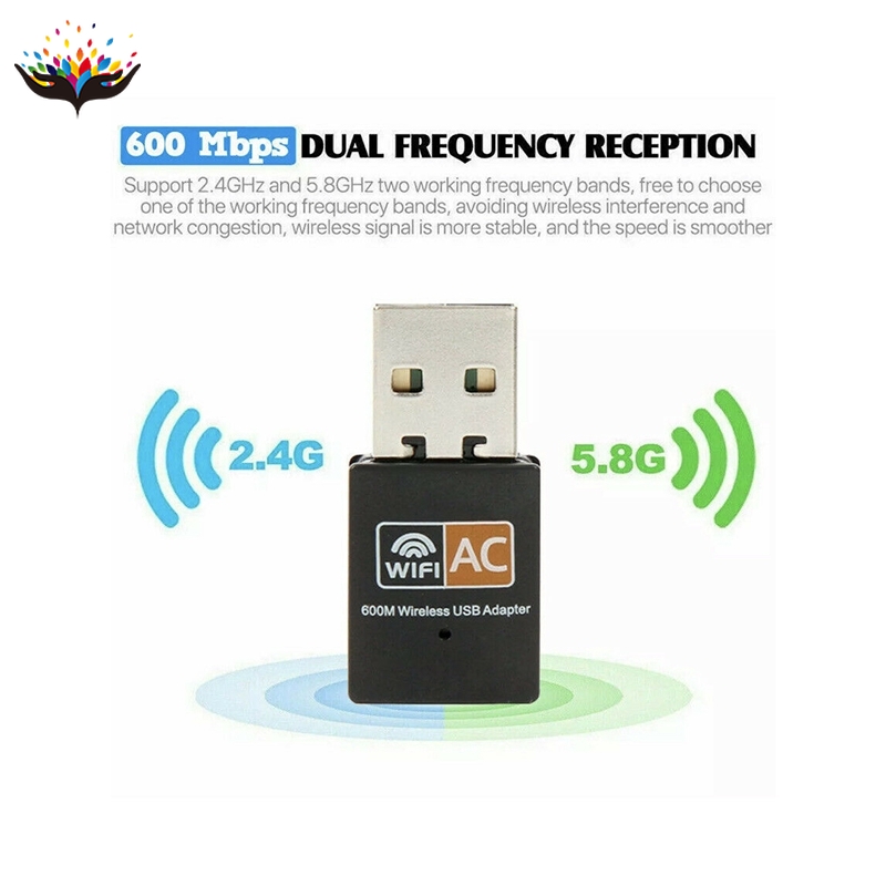 USB Thu Sóng Wifi 600 Mbps 2.4-5ghz 802.11 Ac Laptop PC OY