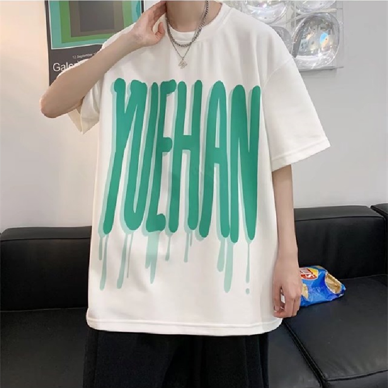 Áo Thun Tay Ngắn Dáng Rộng In Chữ Thời Trang Mùa Hè Cho Nam Và Nữ Size M-8XL