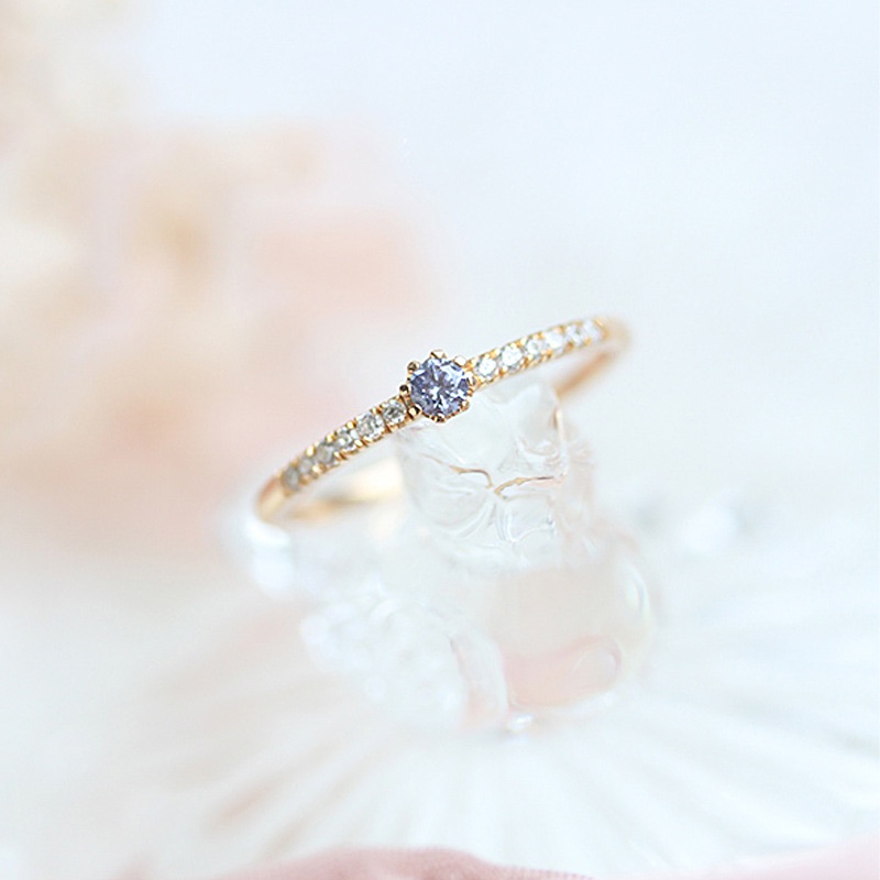 Nhẫn Đính Hôn Mạ Vàng 14K Đính Đá Kim Cương Nhân Tạo