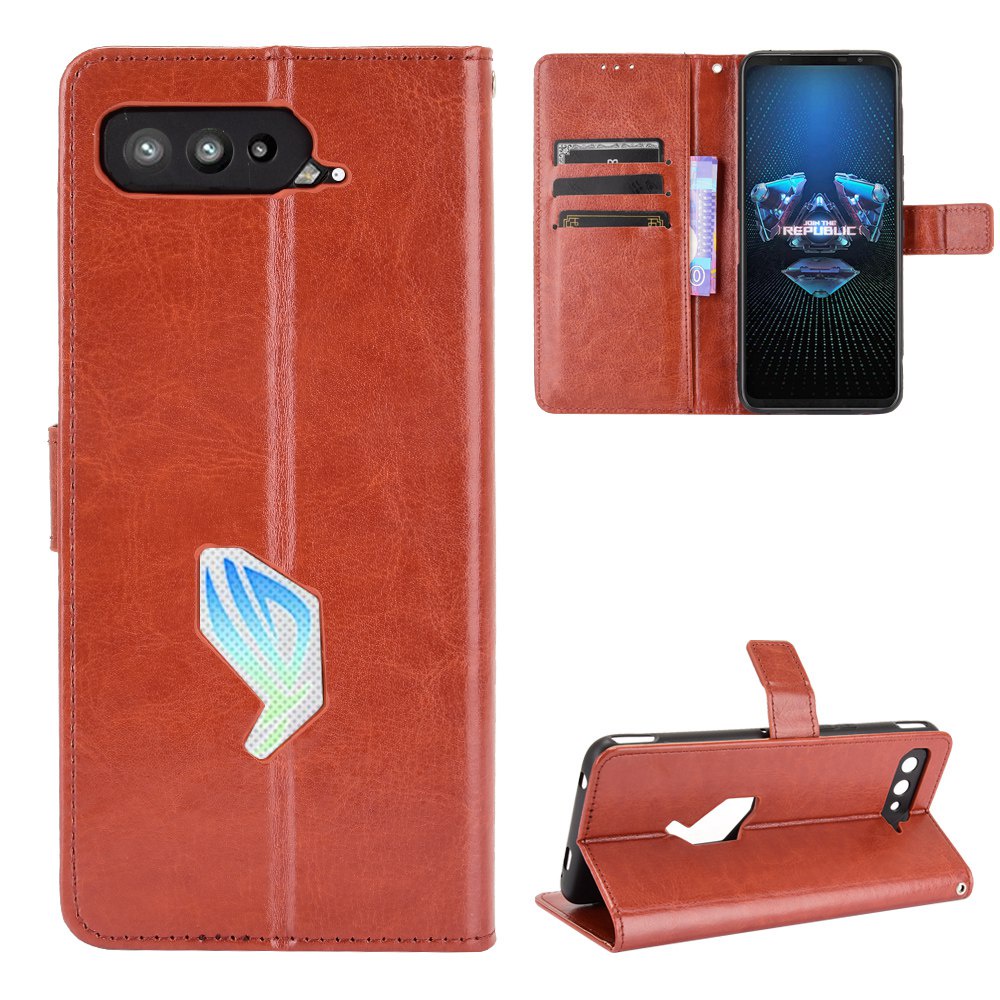 Ốp Điện Thoại Da PU Nắp Gập Tích Hợp Ví Đựng Thẻ Và Dây Đeo Sang Trọng Dành Cho Asus ROG Phone 5S