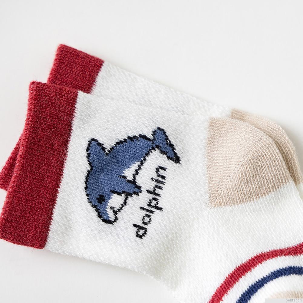 Set 5 đôi tất cotton mềm mại thoáng khí in họa tiết hoạt hình dễ thương cho bé 1-8 tuổi