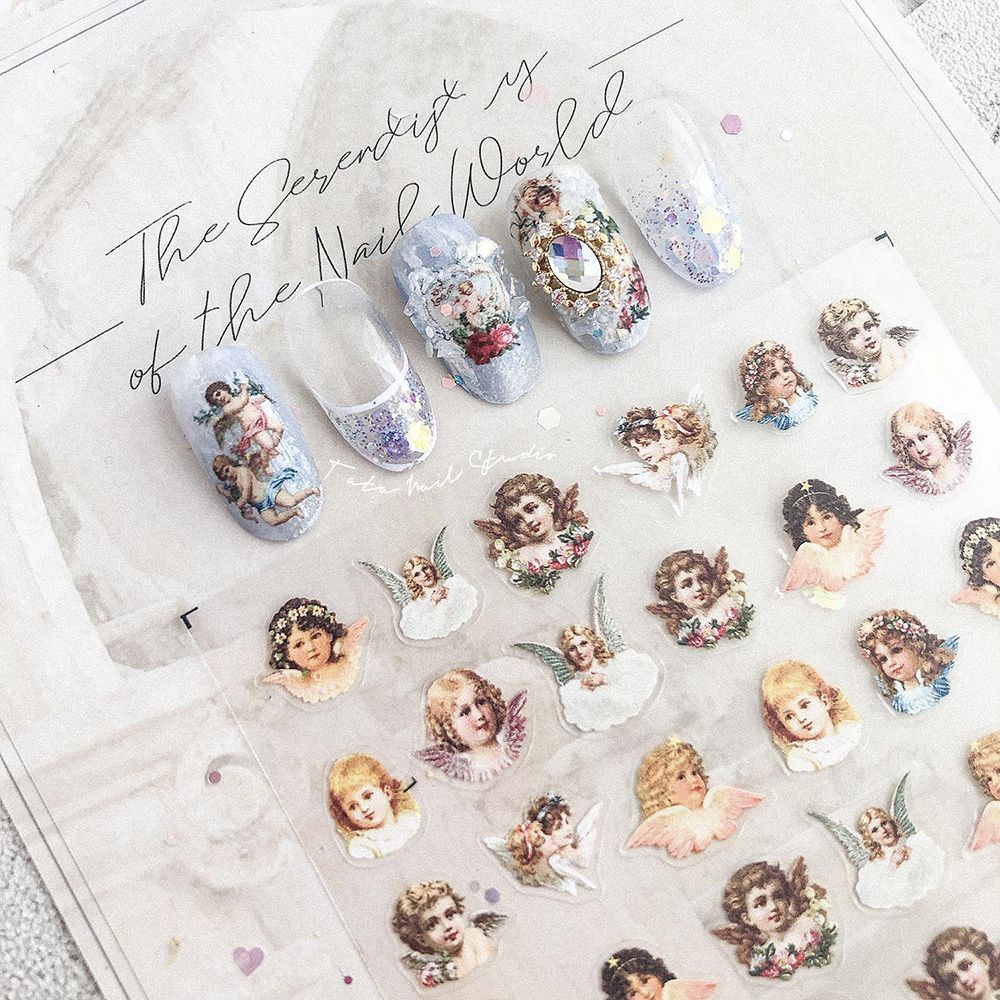 [Hàng mới về] Hình dán móng hoạ tiết thiên thần 5D trang trí móng đẹp mắt