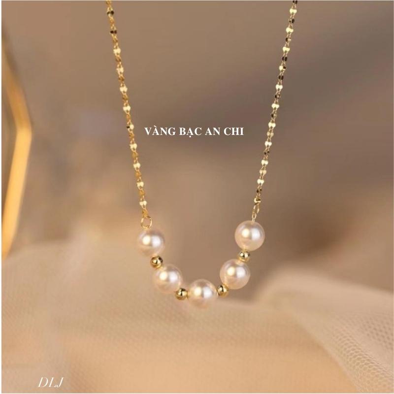 Dây chuyền hạt trai bạc ta - màu trắng ánh hồng ít vết sinh trưởng, Anchi jewelry