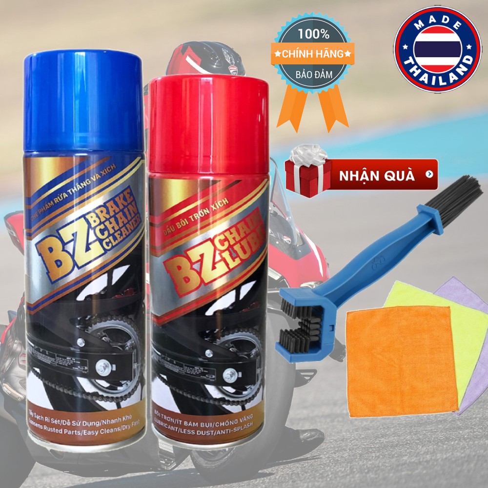 Combo vệ sinh sên, dưỡng sên BZ Chain Lube – Tặng bàn chải 3D và khăn lau sên 3M